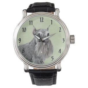 Reloj De Pulsera Pintura Schnauzer (gigante, estándar) - Arte de pe