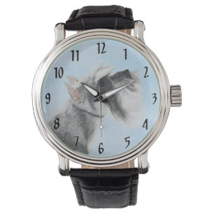 Reloj De Pulsera Pintura Schnauzer (gigante, estándar) - Arte de pe