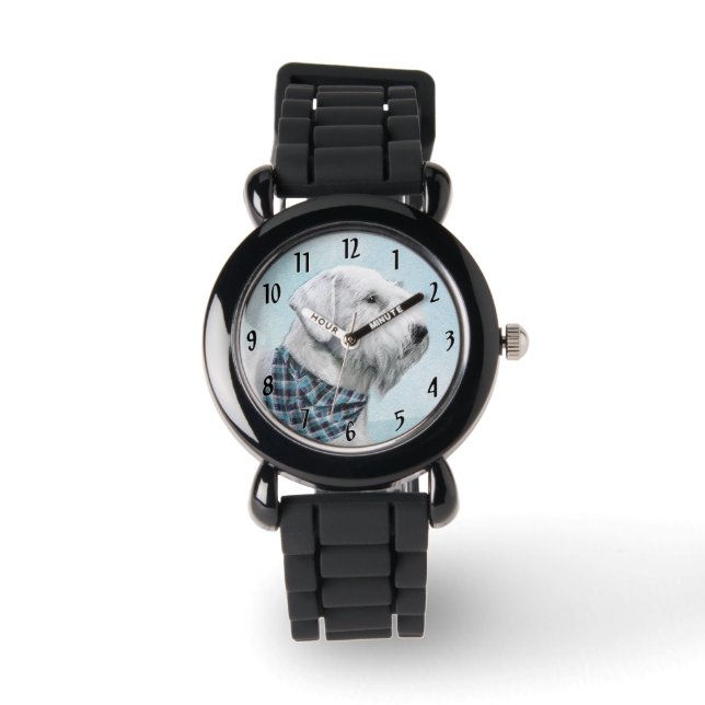 Reloj De Pulsera Pintura Sealyham Terrier - Arte Perro Original. (Anverso)