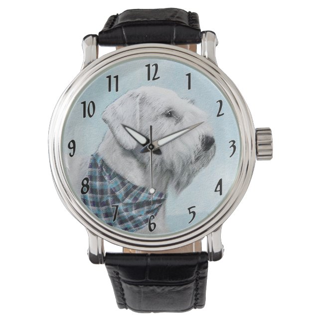 Reloj De Pulsera Pintura Sealyham Terrier - Arte Perro Original. (Anverso)