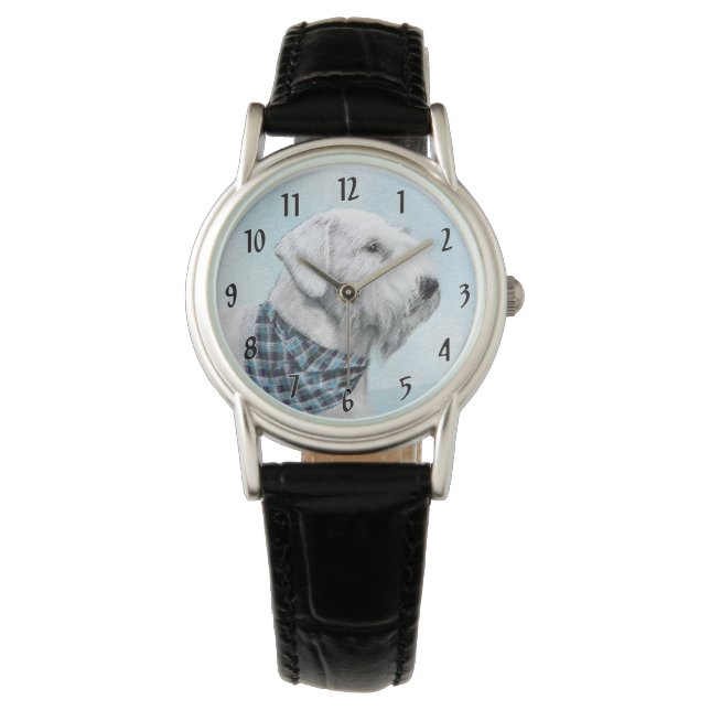 Reloj De Pulsera Pintura Sealyham Terrier - Arte Perro Original. (Anverso)