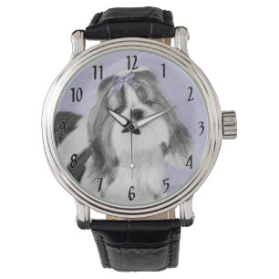 Reloj De Pulsera Pintura Shih Tzu - Arte Perro Original.
