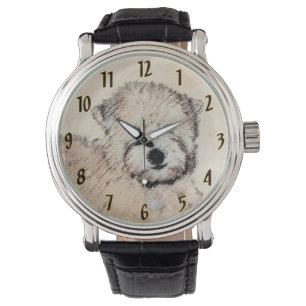 Reloj De Pulsera Pintura Terrier de Ruedas Recubiertas Blancas Arte