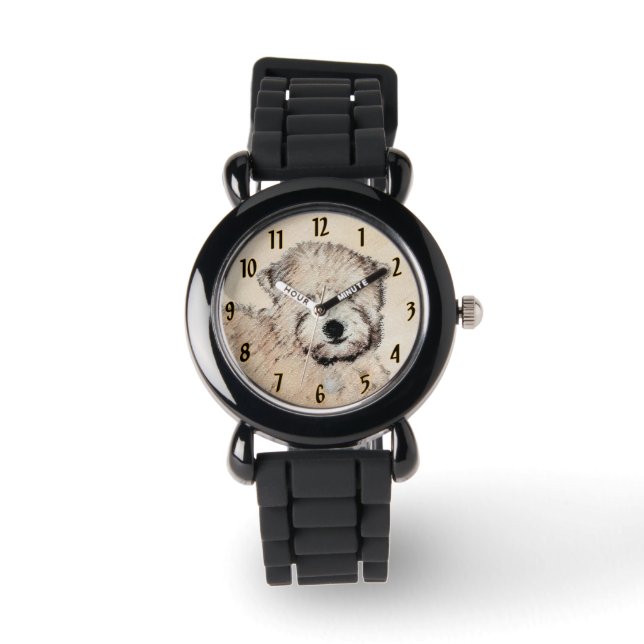 Reloj De Pulsera Pintura Terrier de Ruedas Recubiertas Blancas Arte (Anverso)