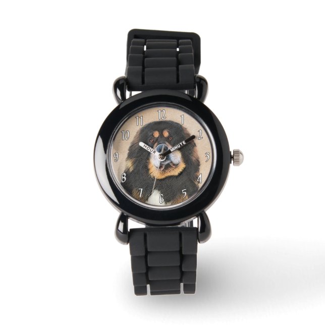 Reloj De Pulsera Pintura tibetana de escaramuzas - Arte de perros o (Anverso)