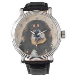 Reloj De Pulsera Pintura tibetana de escaramuzas - Arte de perros o