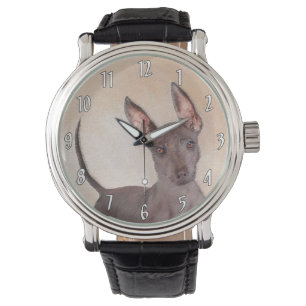 Reloj De Pulsera Pintura Xoloitzcuintli - Arte Perro Original Cuto