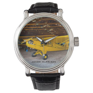 Reloj De Pulsera Piper Cub J3 Yellow Airplane Photo Family