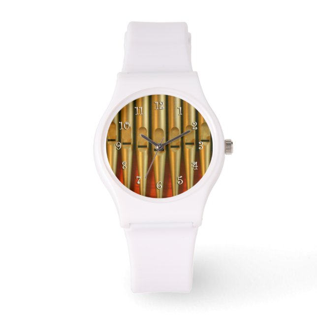 Reloj De Pulsera Pipes de oro y naranja (Anverso)