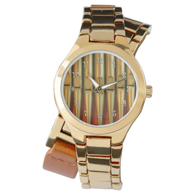 Reloj De Pulsera Pipes de oro y naranja (Anverso)