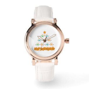 Reloj De Pulsera Pirámide de árboles de Navidad hecha de muñecos de