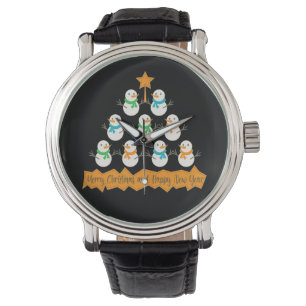 Reloj De Pulsera Pirámide de árboles de Navidad hecha de muñecos de