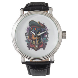 Reloj De Pulsera Pirata de perro de Dobermann