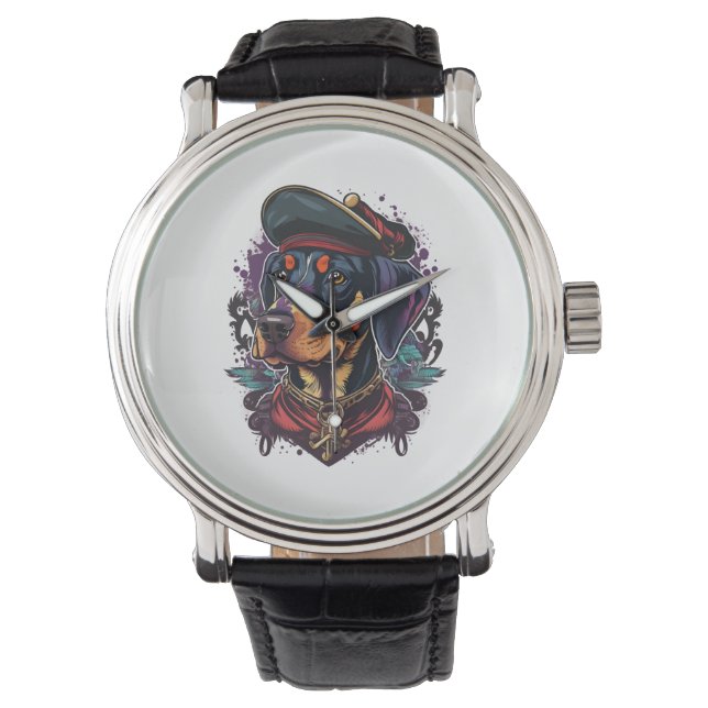 Reloj De Pulsera Pirata de perro de Dobermann (Anverso)