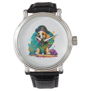 Reloj De Pulsera Pirata de perro de Golden Retriever