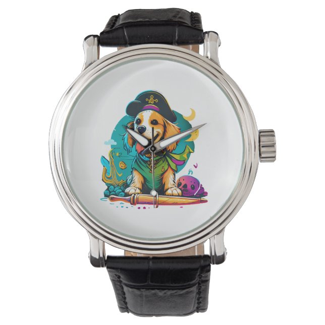 Reloj De Pulsera Pirata de perro de Golden Retriever (Anverso)