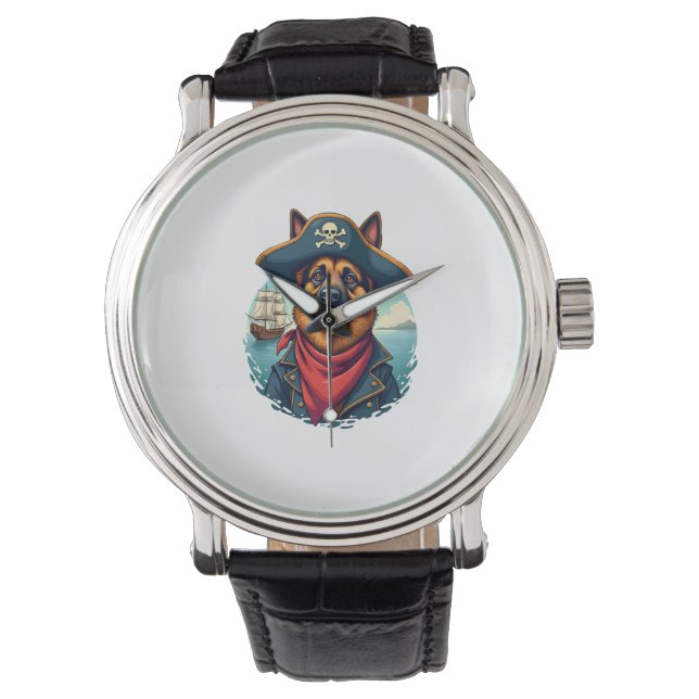 Reloj De Pulsera Pirata de perro pastor alemán (Anverso)