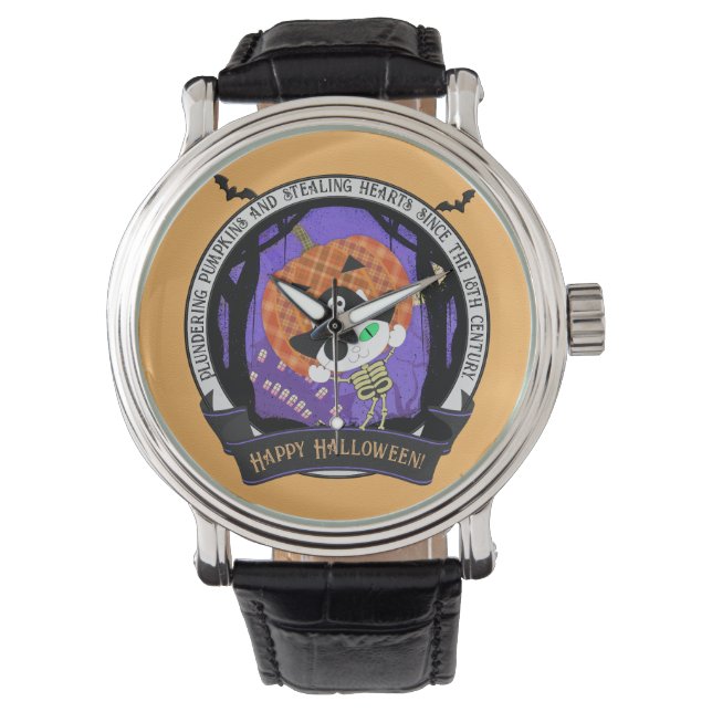 Reloj De Pulsera Pirata skeleton cat (Anverso)