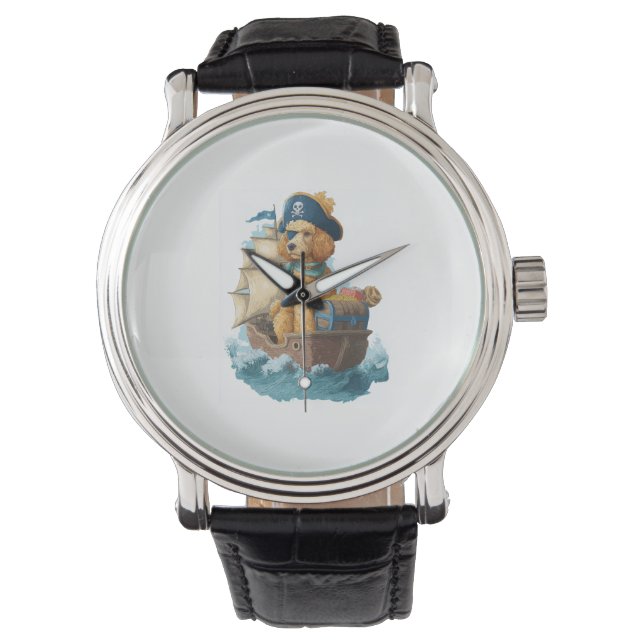 Reloj De Pulsera Pirate Poodle - Divertido Perro del Mar (Anverso)