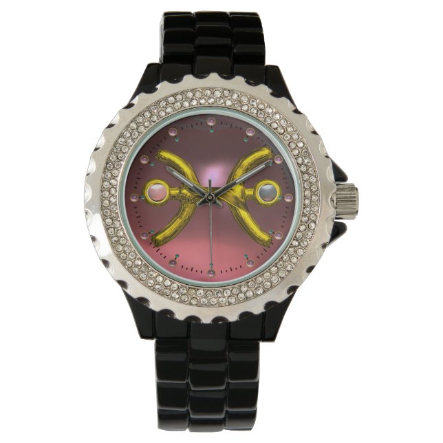 Reloj De Pulsera PISCES GOLD ZODIAC BIRTHDAY JEWEL, Pink Pearl (Anverso)
