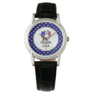 Reloj De Pulsera Pit Bull de la bandera estadounidense (lt romano l