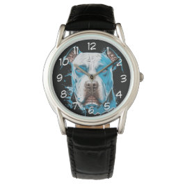 Reloj De Pulsera Pitbull blanco con ojos azules