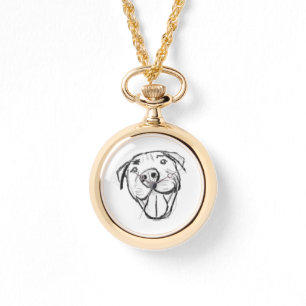 Reloj De Pulsera pitbull dibujar simples amantes del perro blanco n
