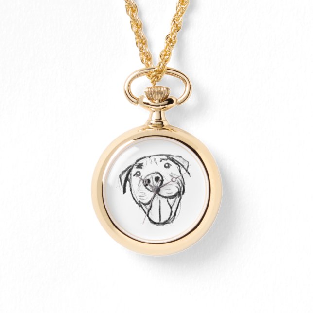 Reloj De Pulsera pitbull dibujar simples amantes del perro blanco n (Anverso)