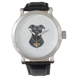 Reloj De Pulsera Pitbull Genial Vintage con Gafas de Sol y Cadena d