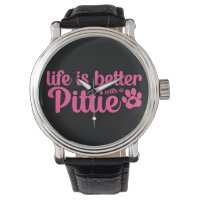 Pittie Mom Life is Better Dog Paw Pink