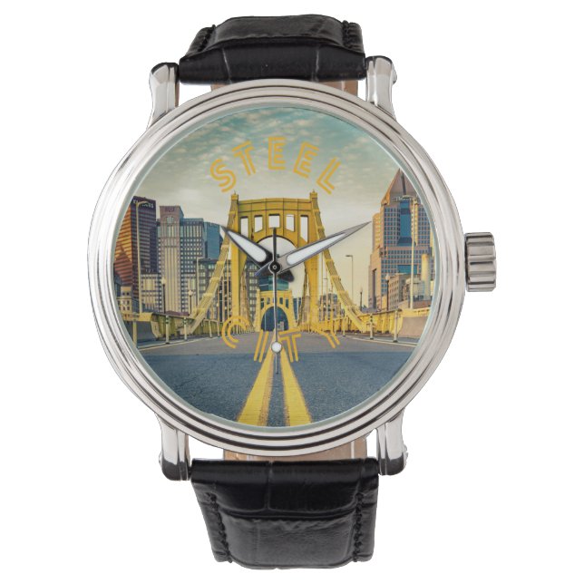Reloj De Pulsera Pittsburgh Steel City Skyline 412 Pennsylvania Can (Anverso)