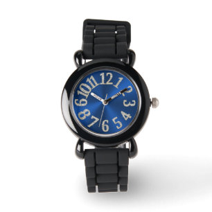 Reloj De Pulsera PixDezines divertido+radiales/blings azul funky, b