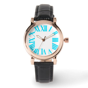 Reloj De Pulsera PixDezines Neon Aqua Roman Numeros/antecedentes de