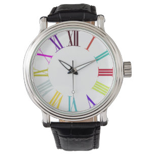 Reloj De Pulsera PixDezines numeros romanos/color de fondo diy