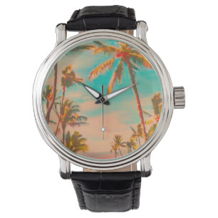 Reloj De Pulsera PixDezines playa hawaiana vintage