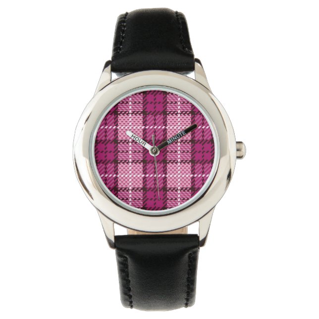 Reloj De Pulsera Pixel Plaid_Magenta-Negro (Anverso)