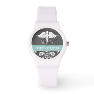 RELOJ DE PULSERA PIZARRA PERSONALIZADA AGUAMARINA DEL CADUCEO DEL