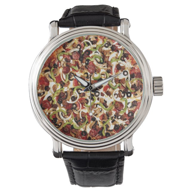 Reloj De Pulsera Pizza con las obras (Anverso)