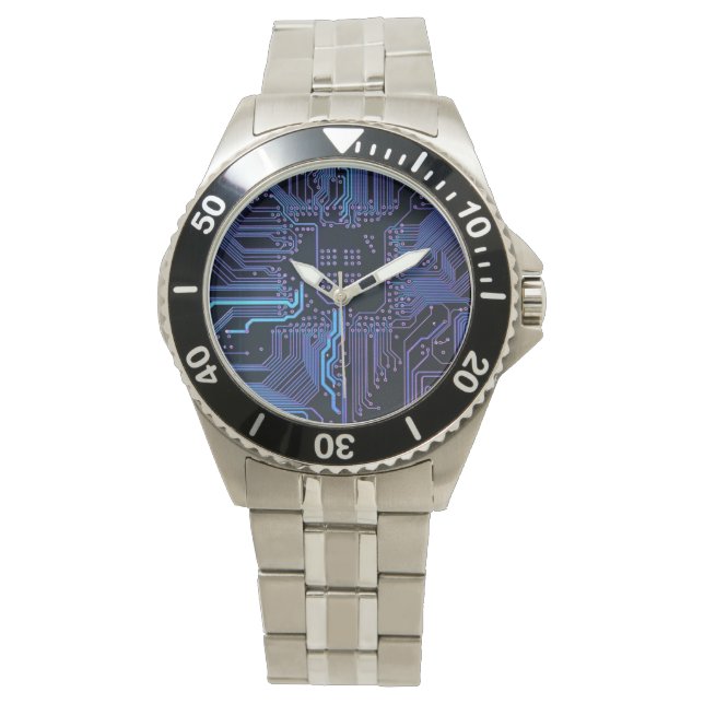 Reloj De Pulsera Placa de circuito electrónico azul del nerd de sal (Anverso)