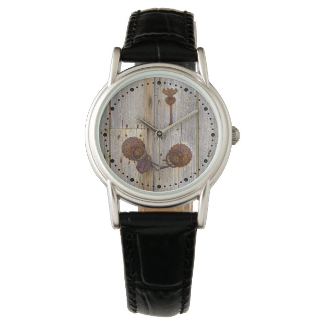 Reloj De Pulsera Placa de dial de la puerta de madera del candado d (Anverso)