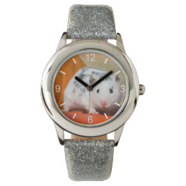 Reloj De Pulsera Placa de marcado Cute Syrian Hamster White Black S