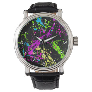 Reloj De Pulsera Placa de pintura retro-neón fresca
