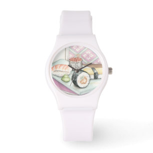 Reloj De Pulsera Placa de sushi surtido con palillos