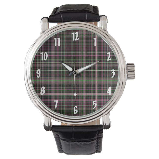 Reloj De Pulsera Placa rosa y verde (Anverso)