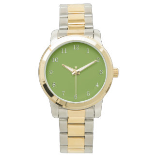 Reloj De Pulsera Plain Avocado Green White Numbers