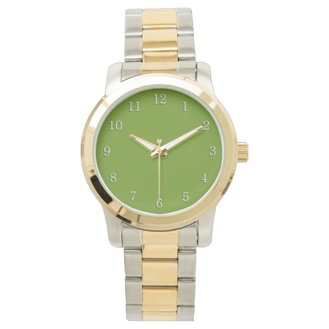 Reloj De Pulsera Plain Avocado Green White Numbers (Anverso)