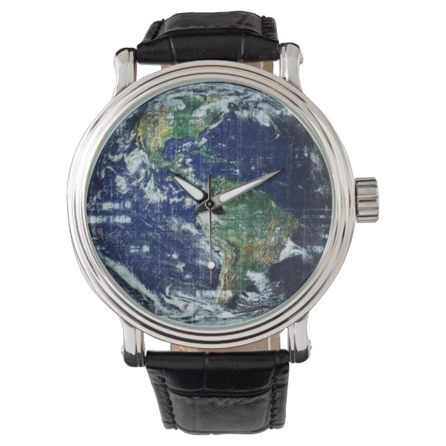 Reloj De Pulsera Planeta Madre Tierra Globe Rejilla Geométrica Arte (Anverso)