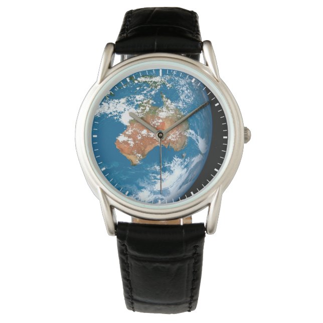 Reloj De Pulsera Planeta Tierra Mostrando Nubes Sobre Australia. (Anverso)