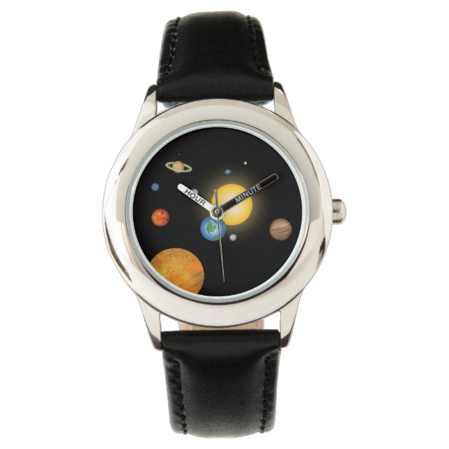 Reloj De Pulsera Planetas de sistemas solares en un espacio oscuro  (Anverso)