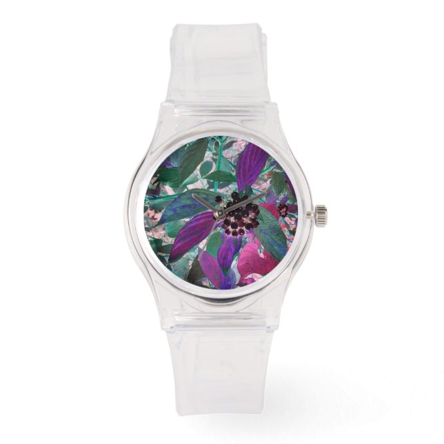 Reloj De Pulsera Planta morada y verde (Anverso)